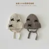 New autumn and winter styles of baby black woolen hats, children's hats, warm hats for girls and boys, ear-protecting hats for toddlers, cold hats and knitted hats Specification image